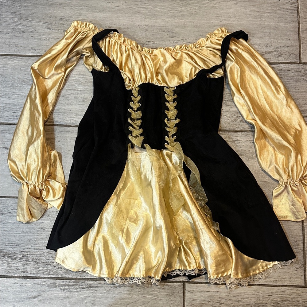 Gold and Black Renaissance Style Dress Maiden Bar Wench Sexy Costume XL/1X